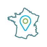 Carte de France avec une icon de Creno au centre